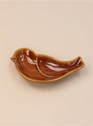 Green Stoneware Mini Bird Dish