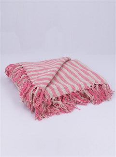 Pink Woven Stripe Cotton Throw