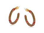 Oleandre Thin Resin Hoop Earrings - Orange/ Khaki