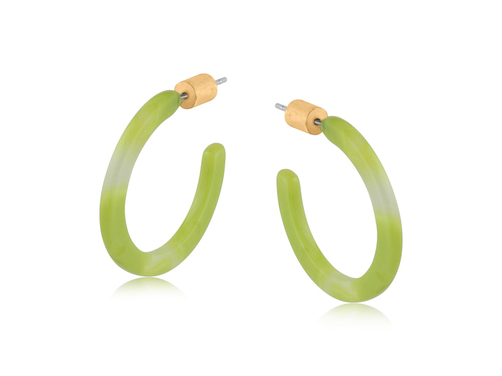Oleandre Thin Resin Hoop Earrings - Green/ Lime