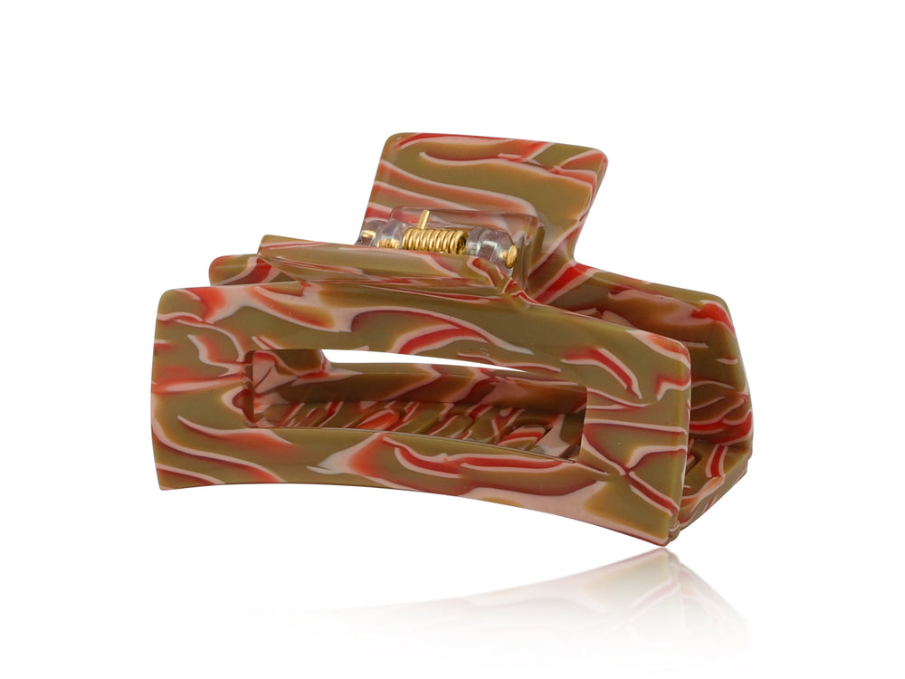 Oleandre Bulldog Hair-Clip - Orange/Khaki