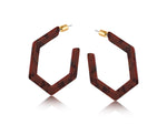 Oleandre Resin Hexagon Hoop Earrings - Cacao/Black