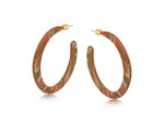 Oleandre Resin Statement Hoop Earrings - Orange/Khaki