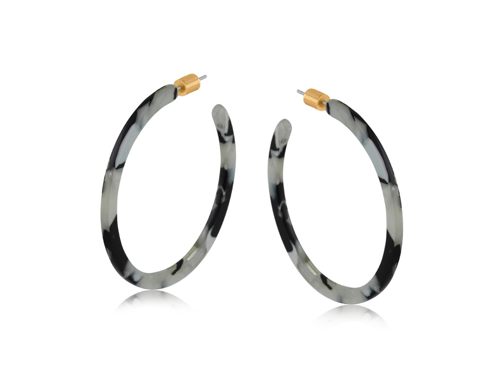 Hortense Resin Statement Hoop Earrings - Black, Grey, White