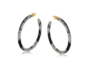 Hortense Resin Statement Hoop Earrings - Black, Grey, White