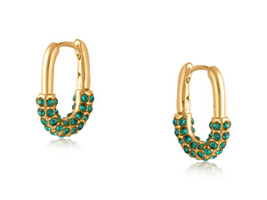 Valencia Small Hoop Earrings - Gold/ Green