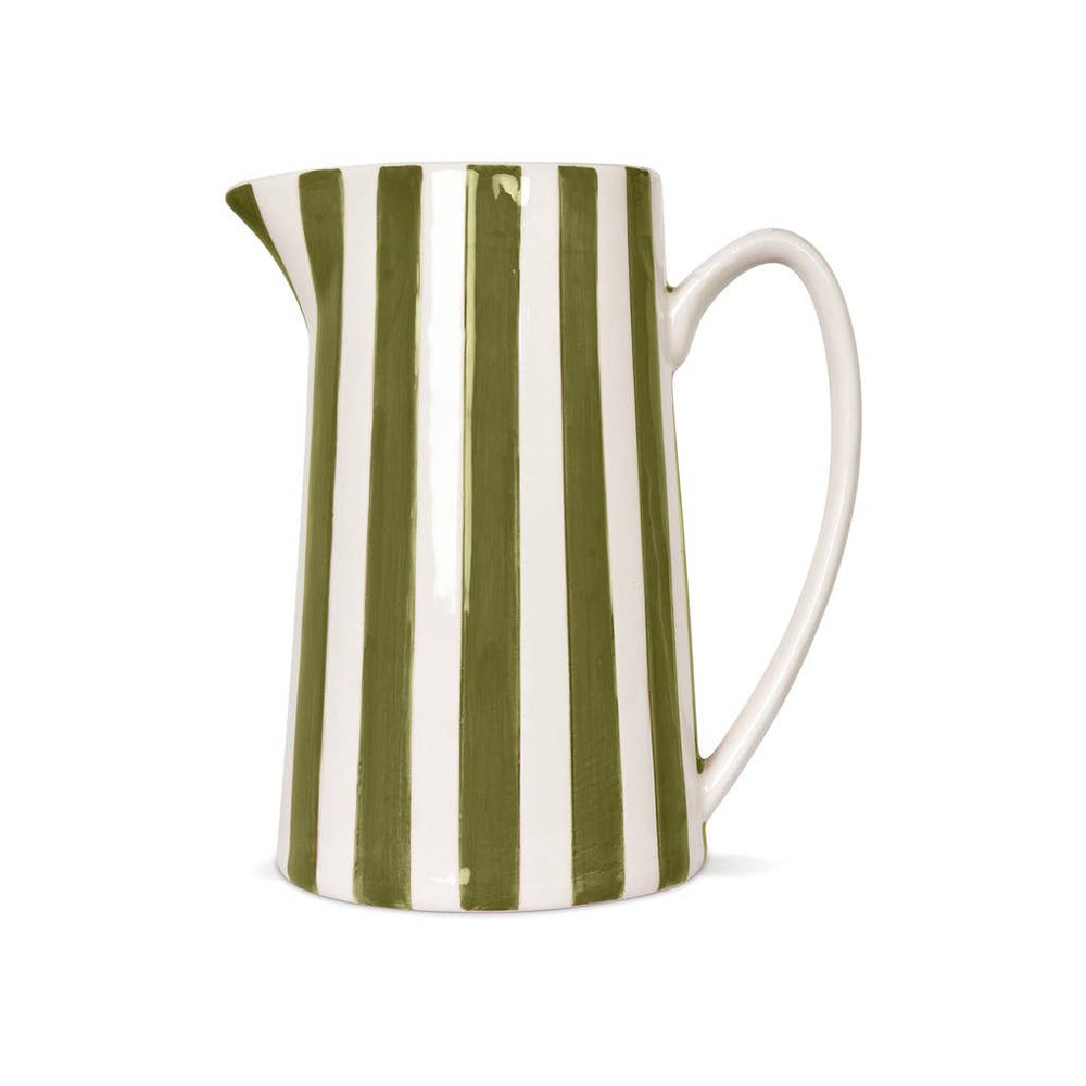 Large Striped Pitcher Jug - Khaki