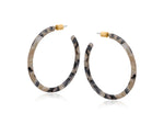 Livia Thin Resin Hoop Earrings - Grey / Beige