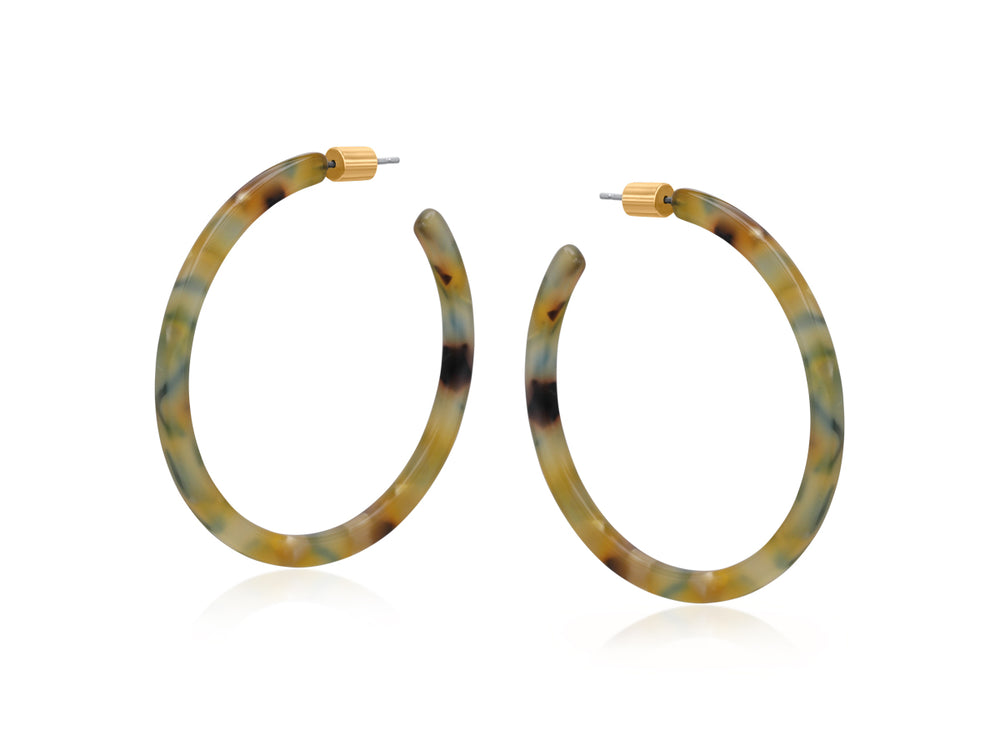 Octavia Thin Resin Hoop Earrings - Rust