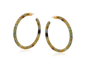 Octavia Thin Resin Hoop Earrings - Rust