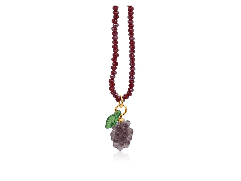 Dyonissus  Bunch of Grapes Beaded Necklace - Burgundy