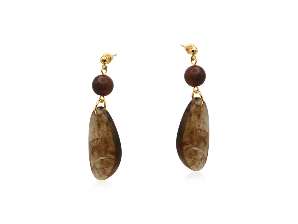 Catsuane Resin Drop Earrings - Brown