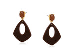 Min Geo Resin Hoop Earrings - Brown