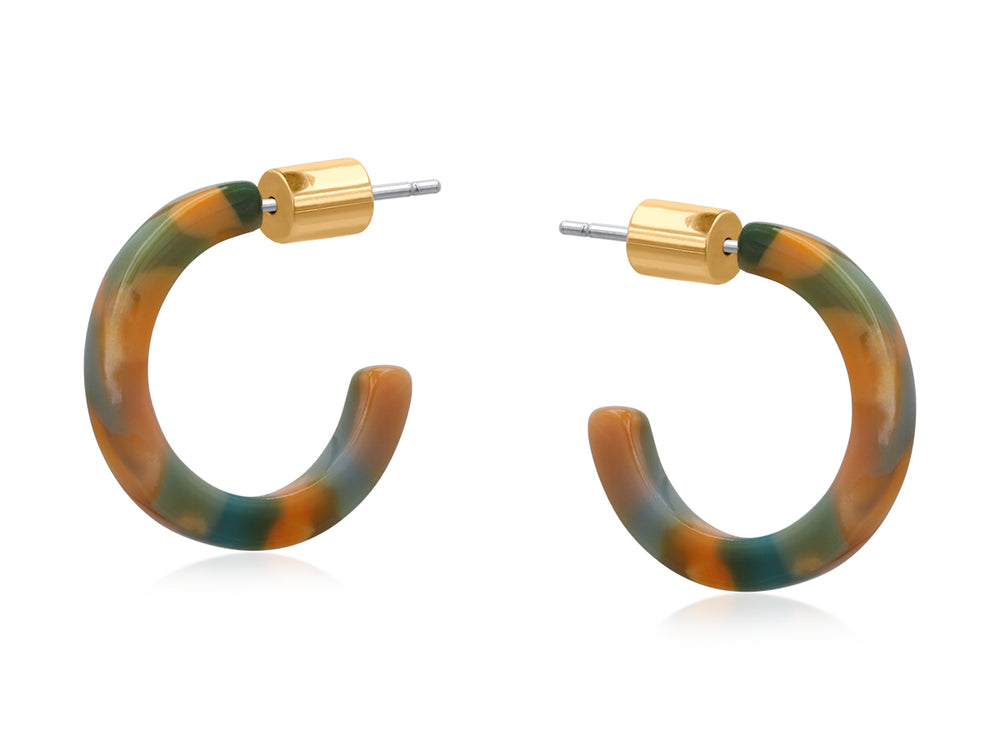Fabia Petite Resin Geo Earrings - Blue/ Orange