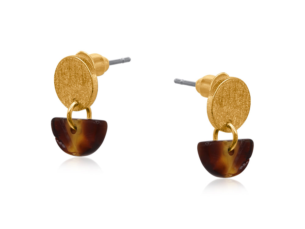 Anna Petite Resin Geo Earrings - Blue/ Brown