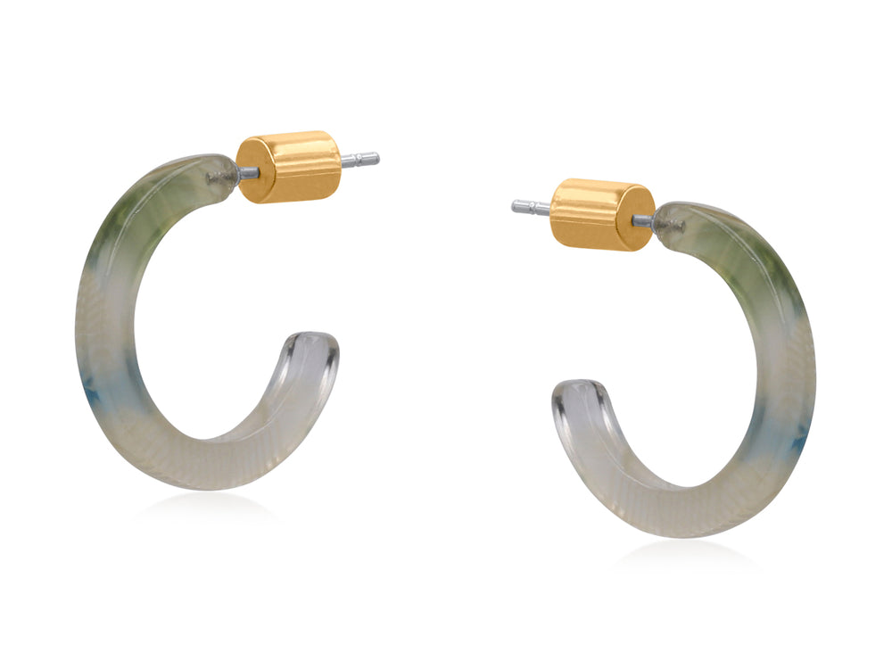 Eva Petite Resin Geo Earrings - Green / White