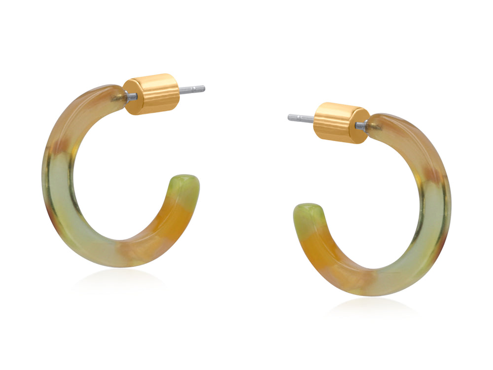 Eva Petite Resin Geo Earrings - Yellow/ Brown
