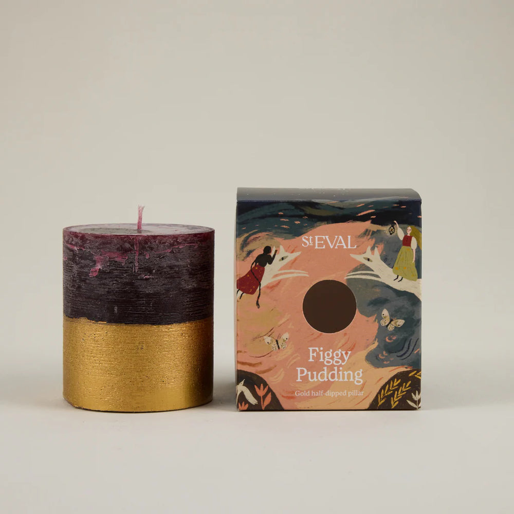 Figgy Pudding Scented Gold Dipped Pillar Candle