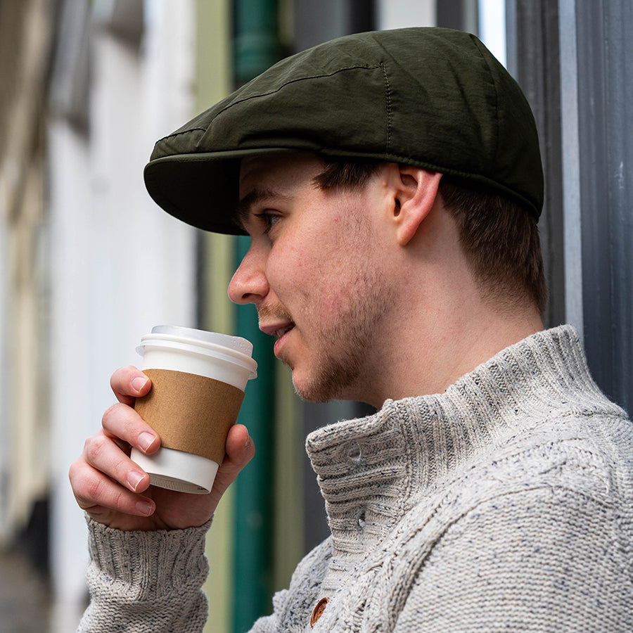 Men's Khaki Shower Proof Flat Cap