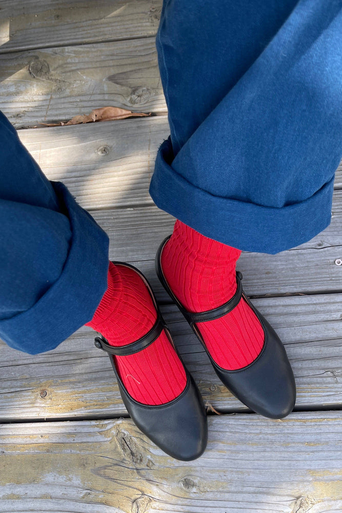 Her Socks - Mercerized Combed Cotton Rib: Coffee