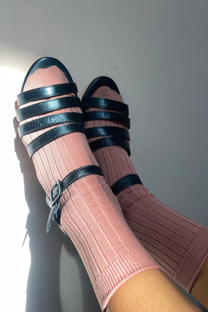 Her Socks - Mercerized Combed Cotton Rib: Desert Rose