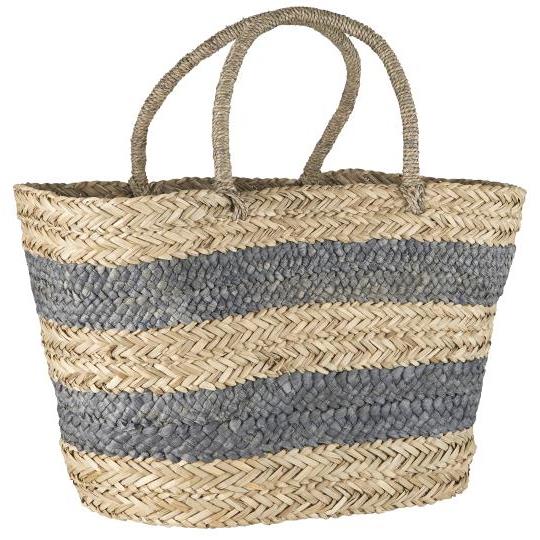 Seagrass and Corn Beach Bag - Grey stripes