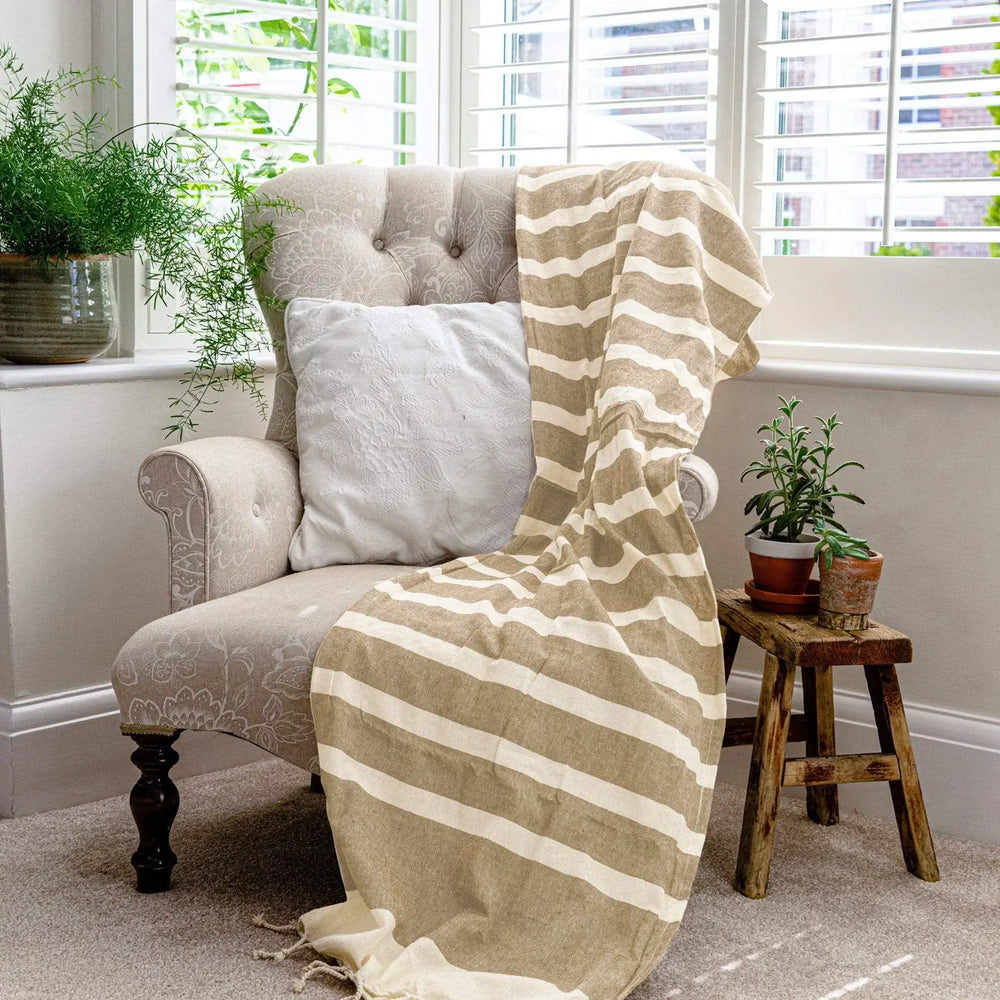 Turkish Cotton Bath Towel - Beige