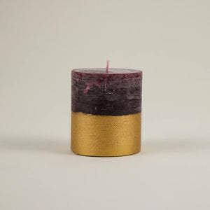 Figgy Pudding Scented Gold Dipped Pillar Candle