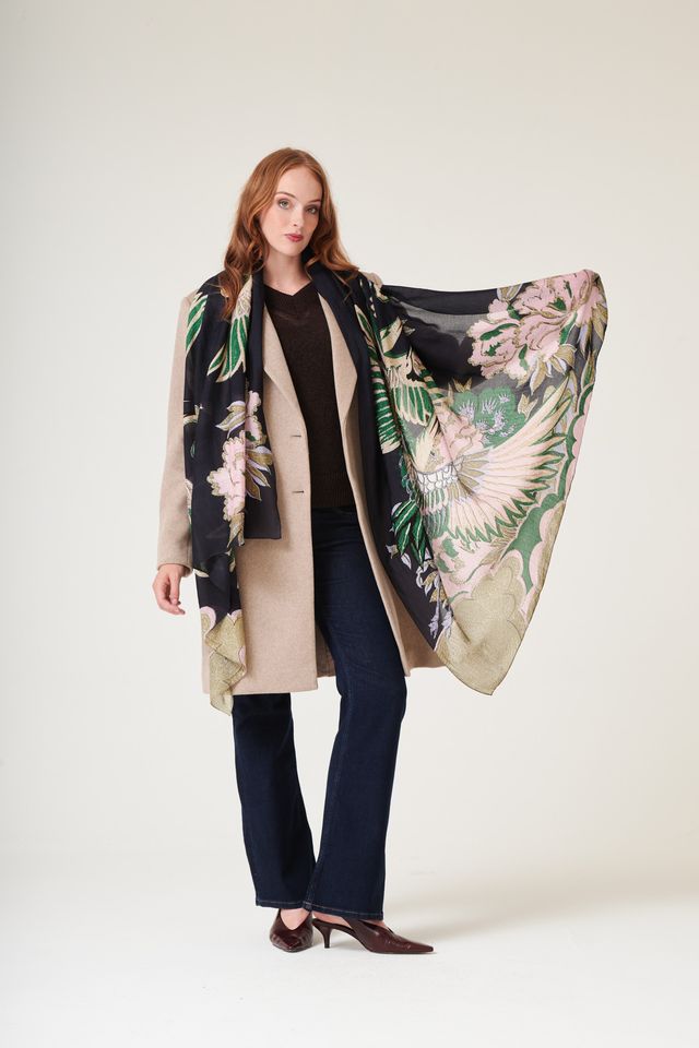 Crane Scarf - Emerald