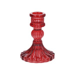 Red Glass Moulded Candlestick