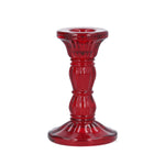 Red Glass Moulded Candlestick - Small