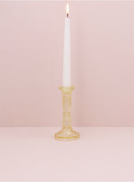Glass Moulded Candlestick - Pastel Yellow