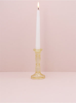 Glass Moulded Candlestick - Pastel Yellow