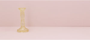 Glass Moulded Candlestick - Pastel Yellow