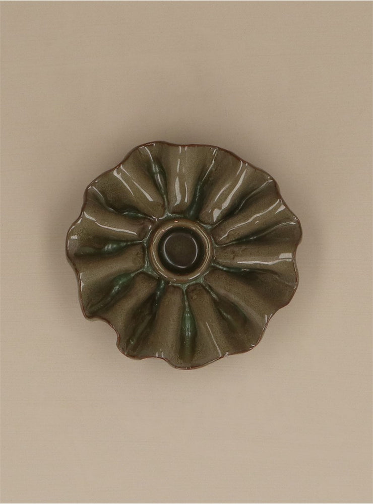 Porcelain Frill Candlestick - Green