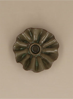 Porcelain Frill Candlestick - Green