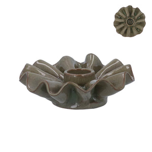 Porcelain Frill Candlestick - Green