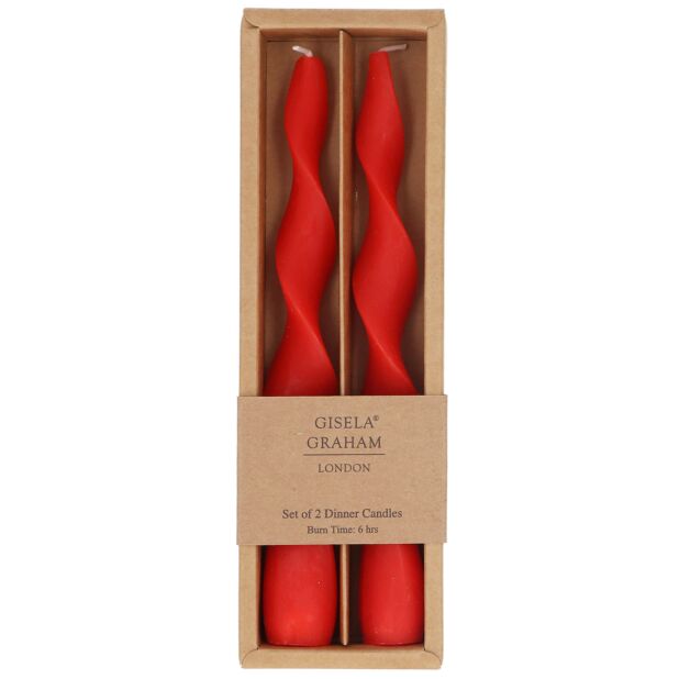 Box of 2 Twist Taper Candles -  Red Vintage