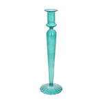 Clear Turquoise Glass Tall Candle Holder (31cm)