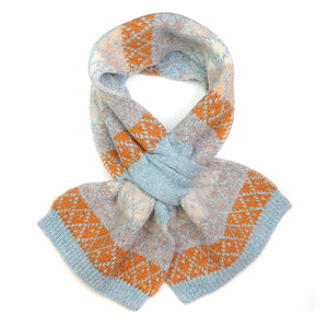 Stripe Pull Through Recycled Yarn Scarf - Blue /Rust