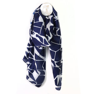 Navy/ White Shatter Print Scarf