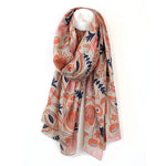 Pale Coral Pink Mix Graphic Print Organic Cotton Scarf