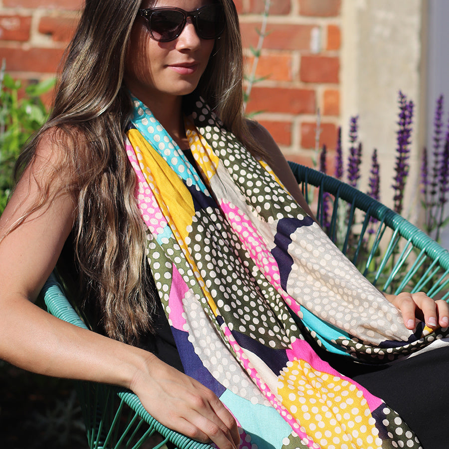 Dotted Circles Print Bamboo Scarf