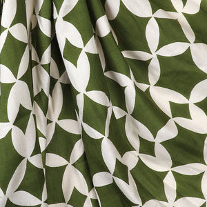 Olive Green Geo Print Bamboo Twill Scarf