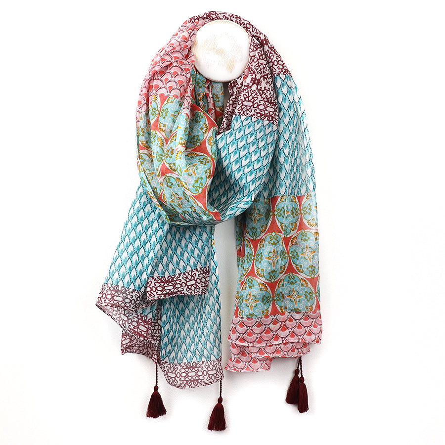 Multicolour Patchwork Print Organic Cotton Scarf (Copy)