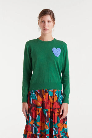 Jumper - Green With Blue Heart