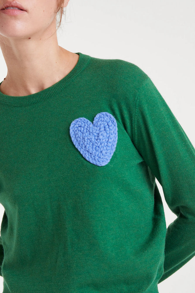Jumper - Green With Blue Heart