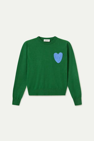 Jumper - Green With Blue Heart