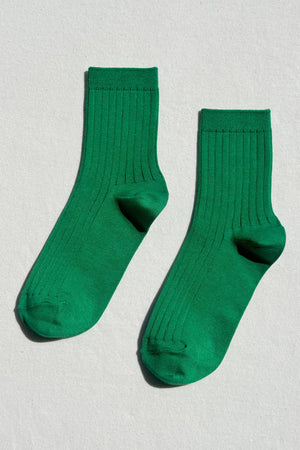 Her Socks - Mercerized Combed Cotton Rib: Pesto