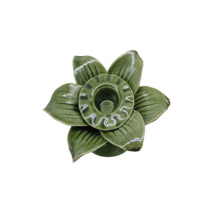 Palm Tree Ceramic Candle Holder - Green